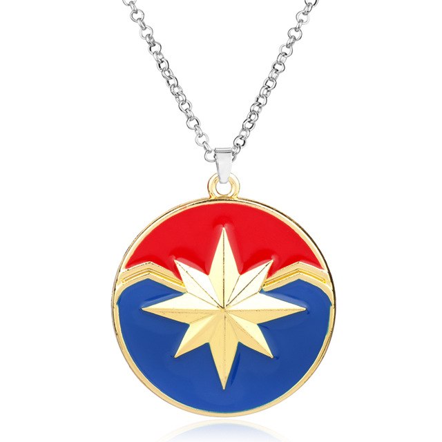 Marvel Necklace Gold Sliver Star Pendant Necklace Chain Movie Cosplay Accessories