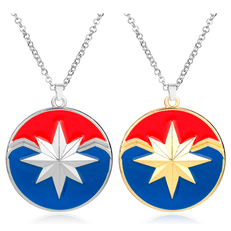 Marvel Necklace Gold Sliver Star Pendant Necklace Chain Movie Cosplay Accessories