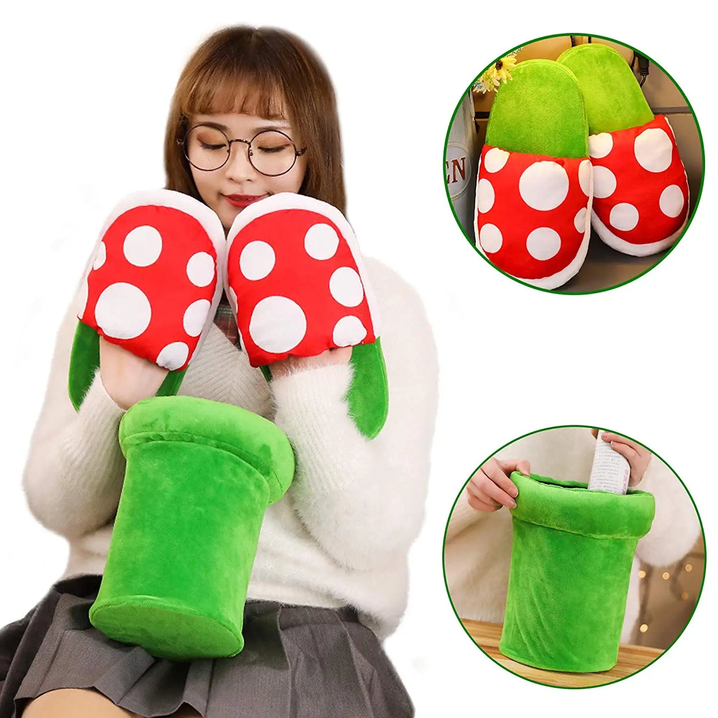 Super Mario Bros Slippers Piranha Decoration Flower Cosplay Shoes Autumn&Winter Plush Slipper Christmas Gift Wholesale