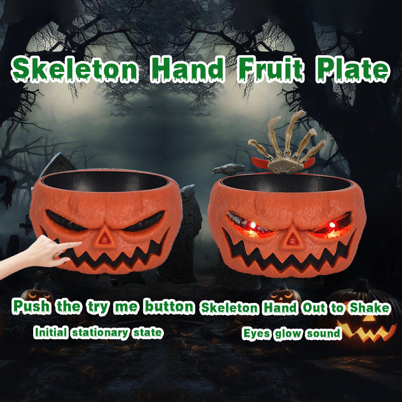 Halloween Candy Bowl with Motion-Activated Skeleton Hand