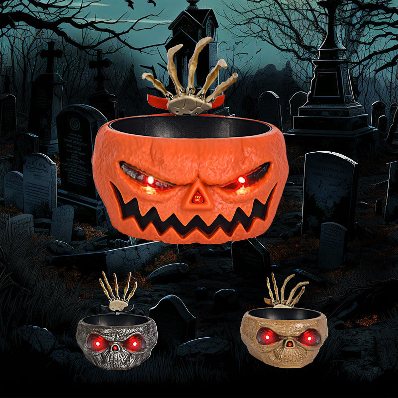 Halloween Candy Bowl with Motion-Activated Skeleton Hand