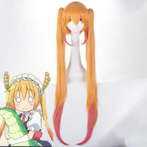 Japanese Anime Kobayashi san Chi No Maid Dragon Tohru Cosplay Wig Long pigtails Bunches Wig Synthetic Wig For Women Cosplay Hair