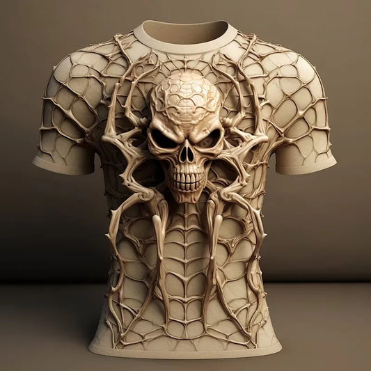 Men's 3D Skull Pattern European Hip Hop Trendy Printed T-Shirt