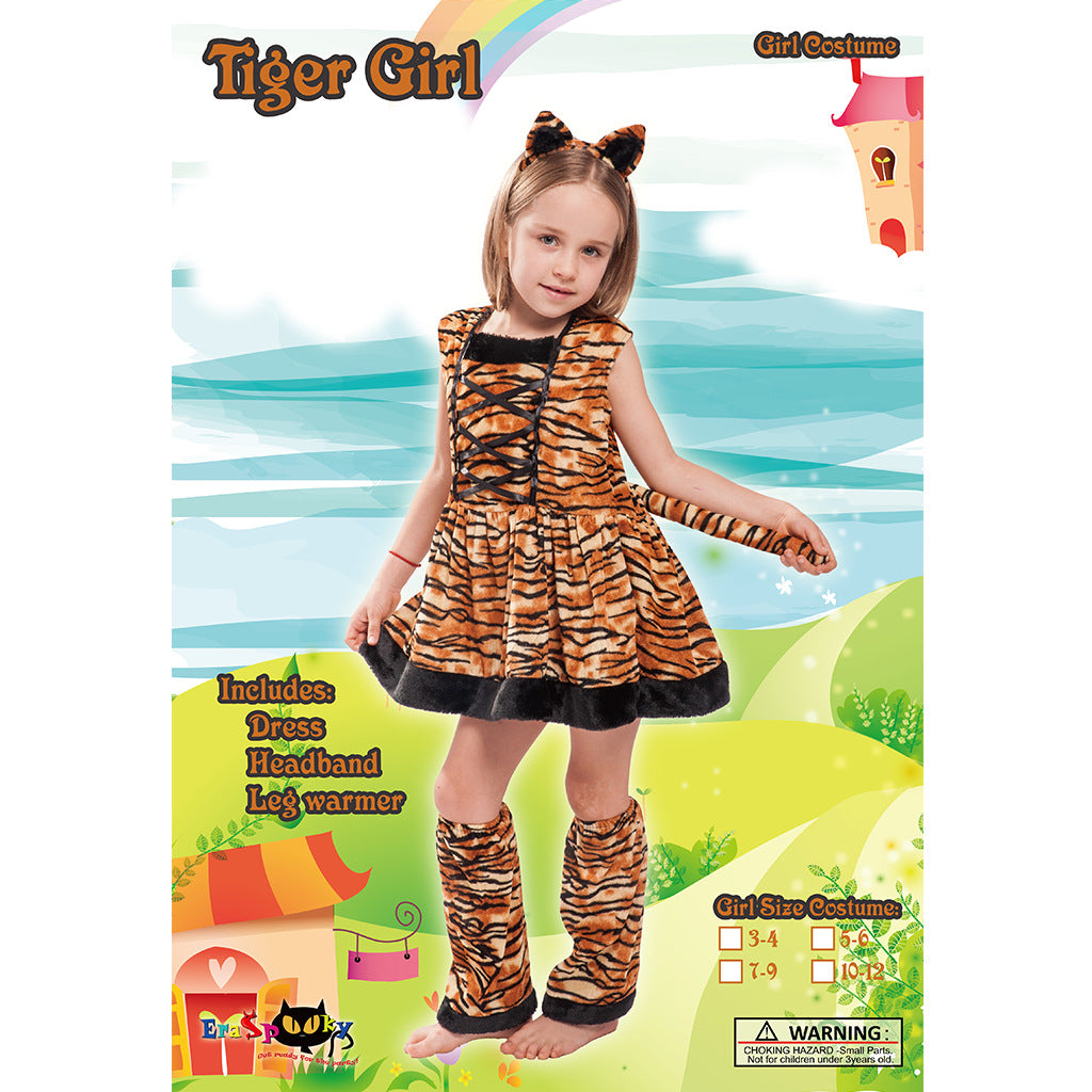 Halloween Purim festival tiger print girl girl sleeveless skirt cosplay costume