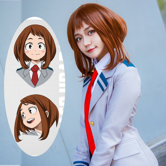 Academia Ochako Uraraka Short Brown Hair Cosplay Anime