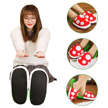 Super Mario Bros Slippers Piranha Decoration Flower Cosplay Shoes Autumn&Winter Plush Slipper Christmas Gift Wholesale