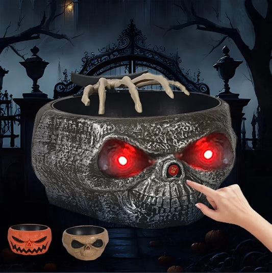 Halloween Candy Bowl with Motion-Activated Skeleton Hand